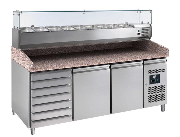 MEUBLE PIZZAS 2 P. 600X400MM+7TIROIRS, +2/+8°C