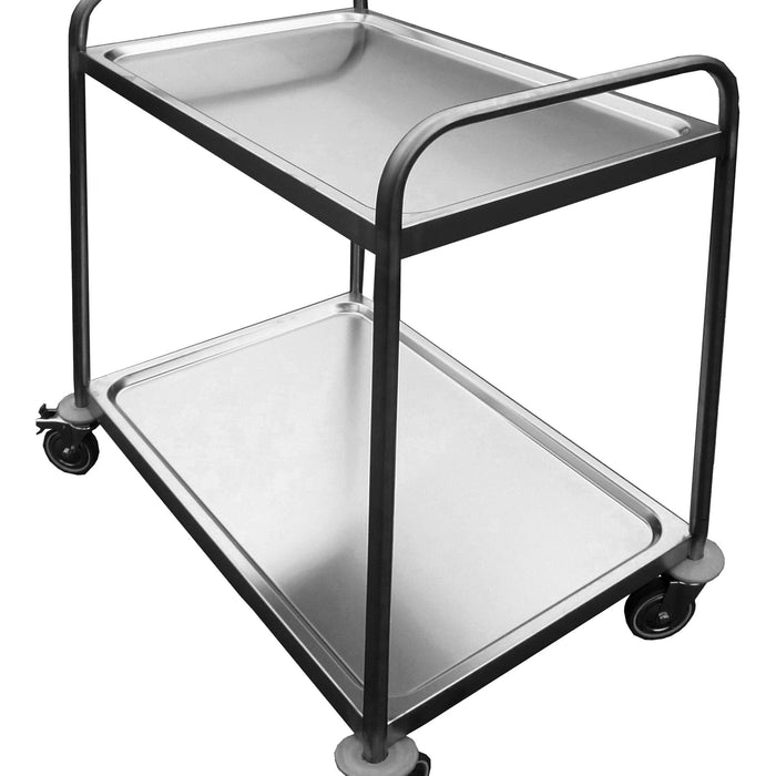DESSERTE SOUDEE INOX 304, 2 PLATEAUX 4 ROUES