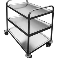 DESSSERTE SOUDEE INOX 304, 3 PLATEAUX 4 ROUES