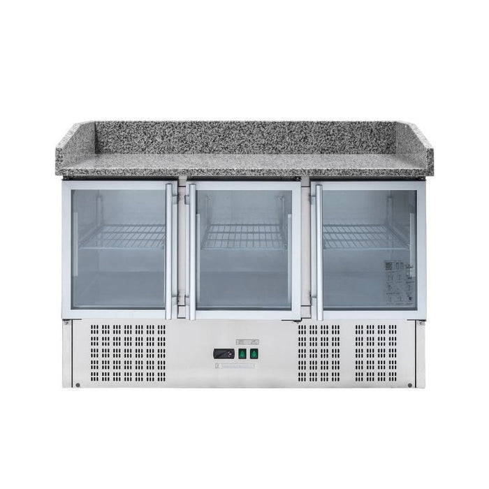 Meuble à Pizza Réfrigéré Compact 600x400 - 3 Portes Vitrées