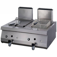 Heavy Duty friteuse - 2 x 12 L - unité double - profondeur 70 cm - avec robinet de vidange - gaz