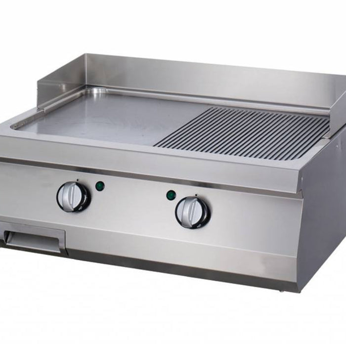 Heavy Duty plaque de gril - demi-rainuré chromé - unité double - profondeur 70 cm - gaz