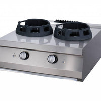 Heavy Duty cuiseur wok - 2 x Ø 28,5 cm anneaux de cuisson - unité double - profondeur 70 cm - gaz