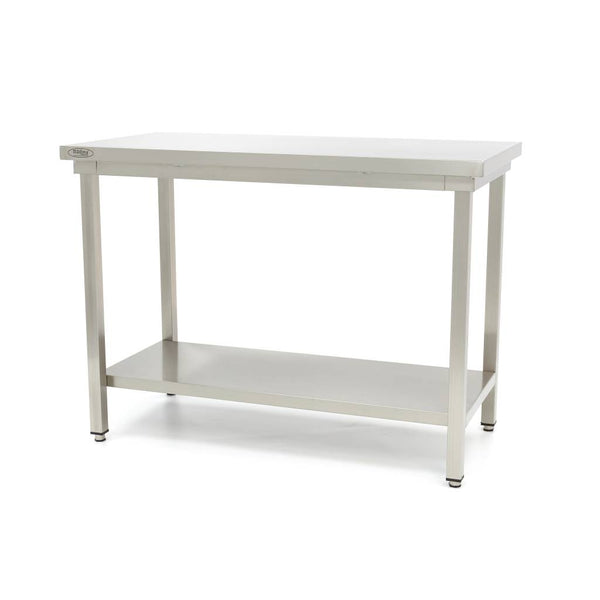 Table en acier inoxydable - 80 x 60 cm - hauteur réglable - avec étagère de rangement