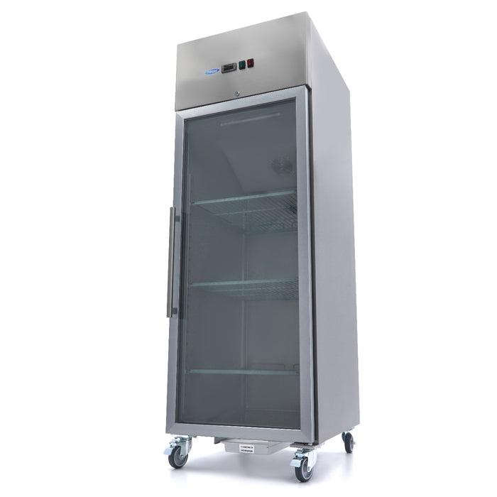 Congélateur - 700 L - 3 étagères réglables (2/1 GN) - acier inoxydable - avec porte en verre