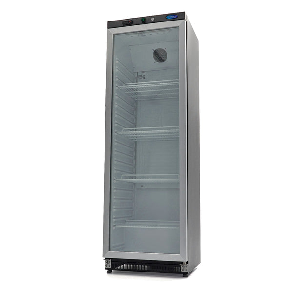 Réfrigérateur - 400 L - noir - avec porte en verre
