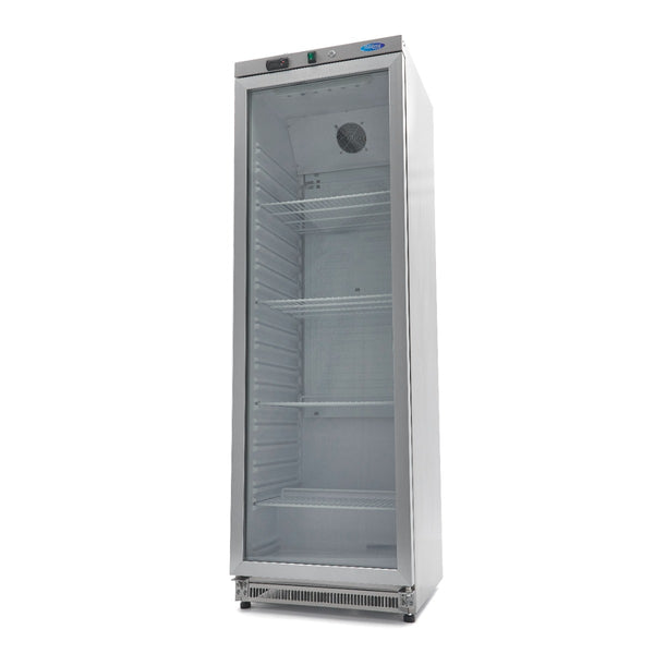 Réfrigérateur - 400 L - acier inoxydable - avec porte en verre